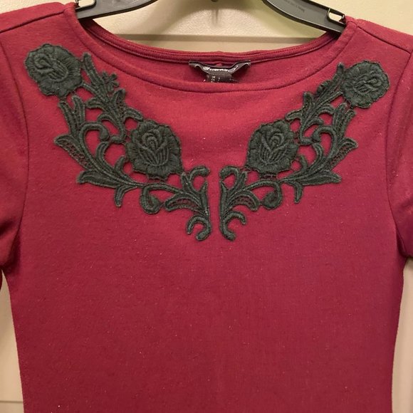 Maroon Forever 21 Mid Sleeve MIDI Dress - Picture 2 of 4